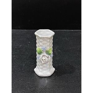 Beautiful Vintage Floral Iridescent Vase or Toothpick Holder Made in Germany